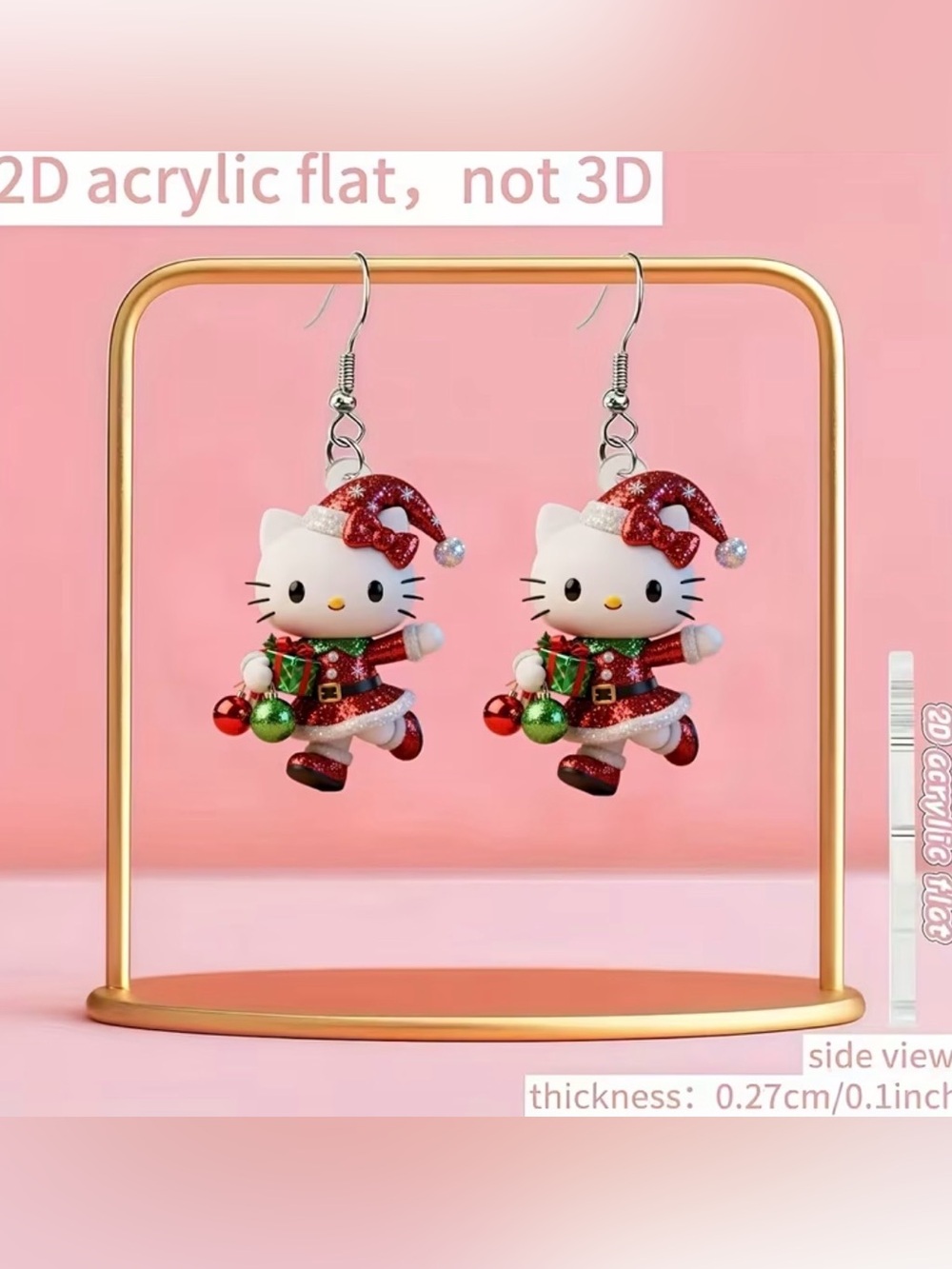 πππ3 for 12$πππHello Kitty Red and Green Christmas Dangle Earrings - Picture 2 of 3